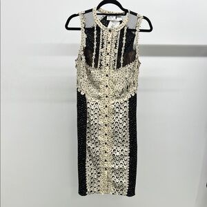 Black and Cream Applique Dress